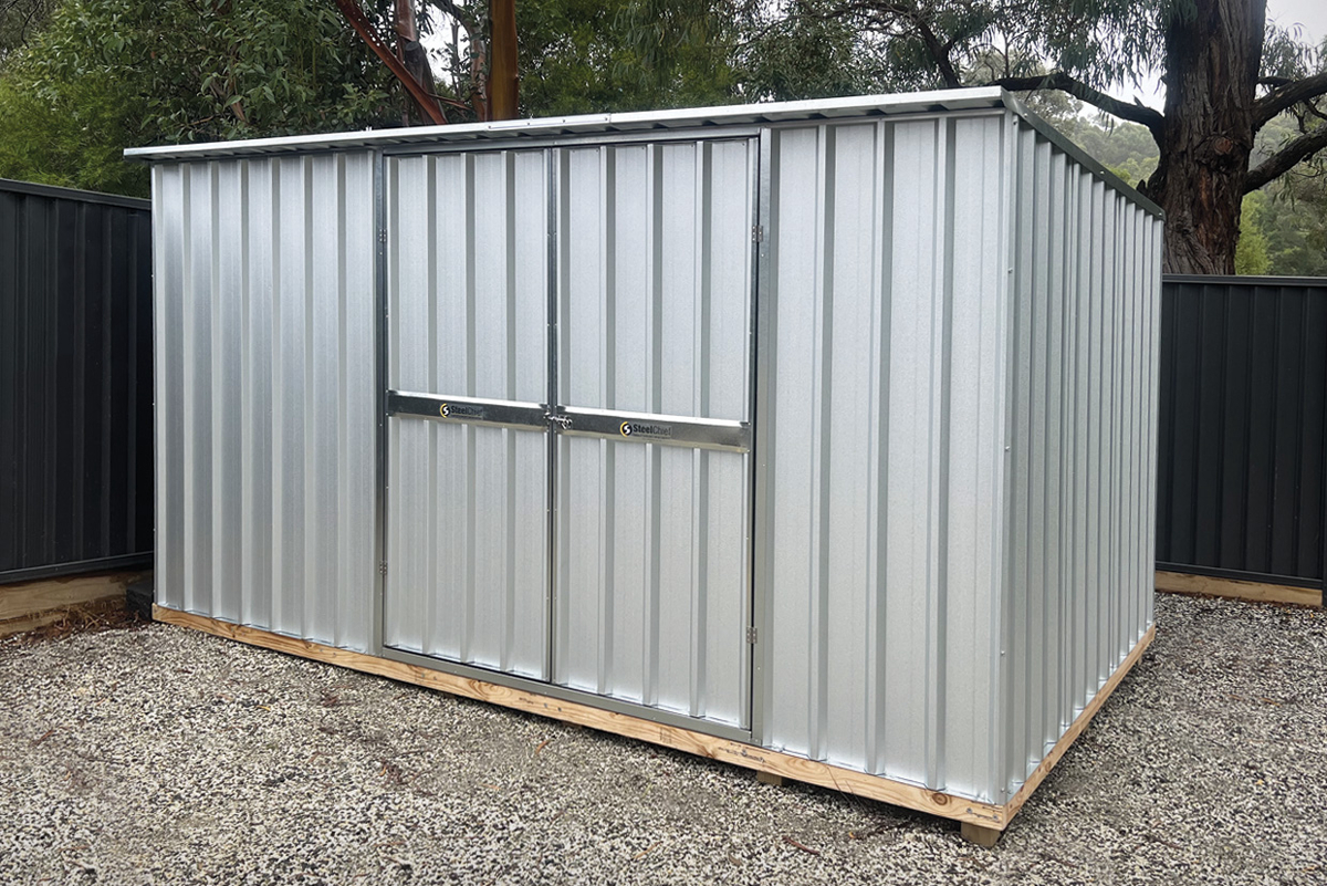 Skillion Roof Garden Shed in Zinc Finish