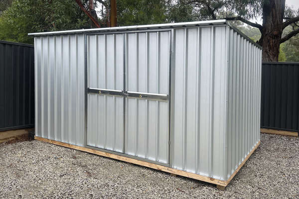 Skillion Roof Garden Shed in Zinc Finish